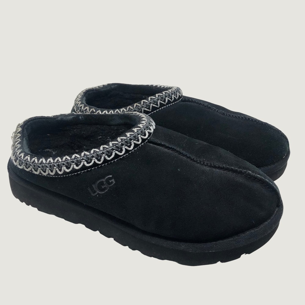 UGG Tasman Slippers Women 9 Black Suede 5955 Slip On Comfort Shoes